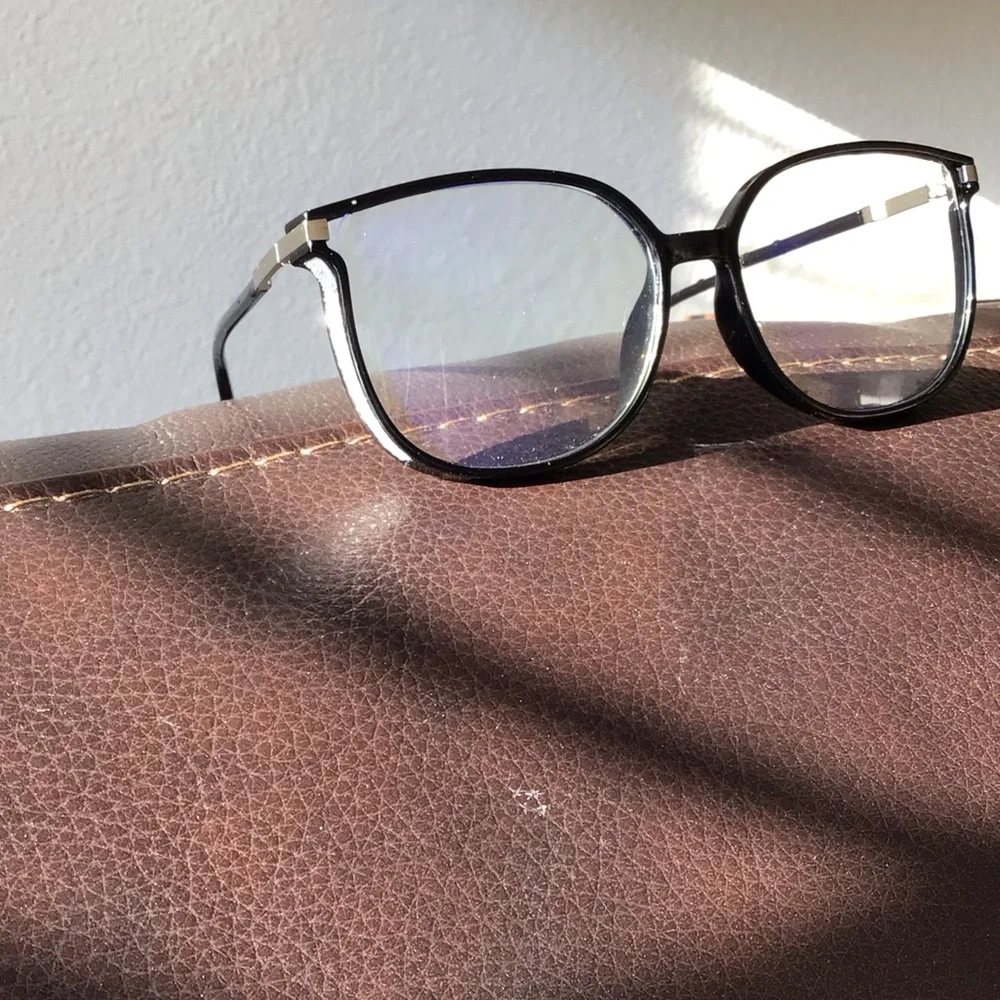 Black Glittery Square Bluelight Eyeglasses
